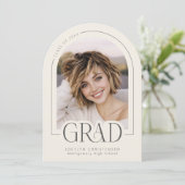 Cream Gray Modern Photo Collage Grad Announcement Einladung (Stehend Vorderseite)
