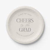Cream Gray Personalized Cheers Grad Party Pappteller (Vorderseite)