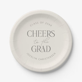 Cream Gray Personalized Cheers Grad Party Pappteller
