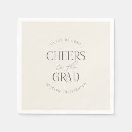 Cream Gray Personalized Cheers Grad Party Serviette