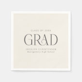 Cream Gray Personalized Minimalist Grad Party Serviette (Vorderseite)