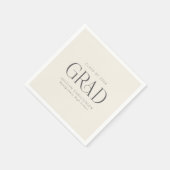 Cream Gray Personalized Minimalist Grad Party Serviette (Ecke)