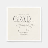 Cream Gray Personalized Minimalist Grad Party Serviette (Vorderseite)