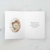 Cream Green Brown White Daisy Flower Easter Egg Karte (Innenseite)