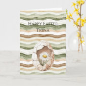 Cream Green Brown White Daisy Flower Easter Egg Karte (Gelbe Blume)