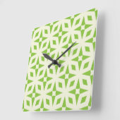 Cream green geometric tile pattern mosaic 70s quadratische wanduhr (Winkel)