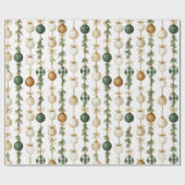 Cream Green Gold Christmas Ornaments Geschenkpapier (Flach)