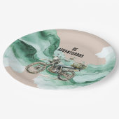 Cream Green Motorcycle Adventure Pappteller (Schrägansicht)