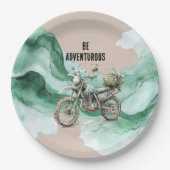 Cream Green Motorcycle Adventure Pappteller (Vorderseite)
