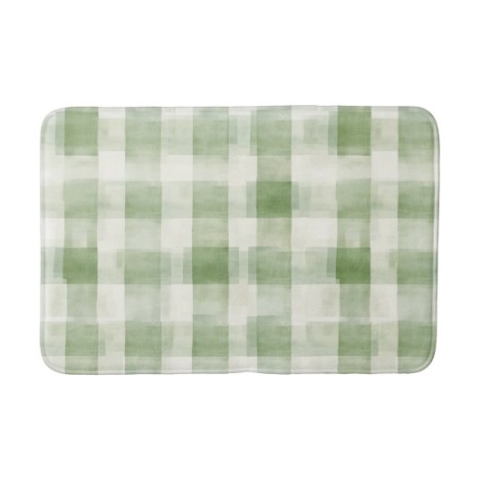 Cream Green Plaid Badematte (Vorderseite)