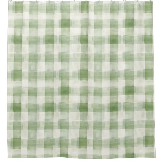 Cream Green Plaid   Duschvorhang (Vorderseite)