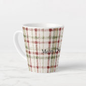 Cream Green Red Plaid Stripes Christmas  Milchtasse (Linke Ecke)