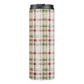 Cream Green Red Plaid Stripes Christmas  Thermosbecher (Rückseite)