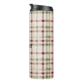 Cream Green Red Plaid Stripes Christmas  Thermosbecher (Nach rechts gedreht)