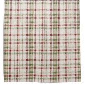 Cream Green Red Plaid Stripes Duschvorhang (Vorderseite)
