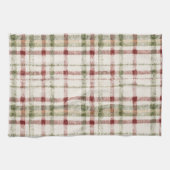 Cream Green Red Plaid Stripes  Geschirrtuch (Horizontal)