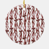 Cream Green Red Plaid Stripes Keramik Ornament (Hinten)