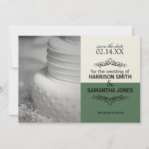 Cream & Green Save-the-Date-Hochzeitsankündigungen Einladung