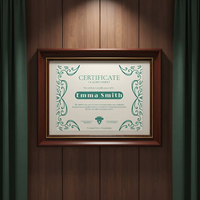 Cream & Green Vine Border Achievement Certificate (Von Creator hochgeladen)