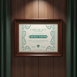Cream & Green Vine Border Leistungszertifikat