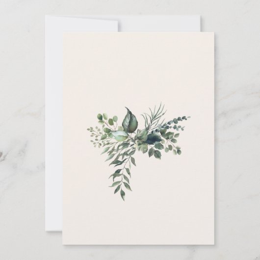 Cream Greenerity Wedding Detail Einladung (Rückseite)