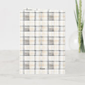 Cream Grey Plaid Stripes Teddy Bear Birthday Karte (Rückseite)