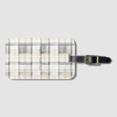 Cream Grey Yellow Plaid Stripes Gepäckanhänger (Vorderseite (Horizontal))