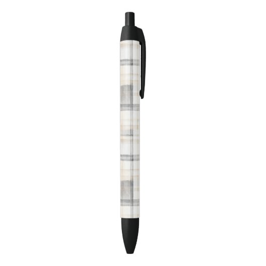 Cream Grey Yellow Plaid Stripes Kugelschreiber (Unterseite (Vertikal))