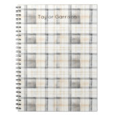 Cream Grey Yellow Plaid Stripes Notizblock (Vorderseite)