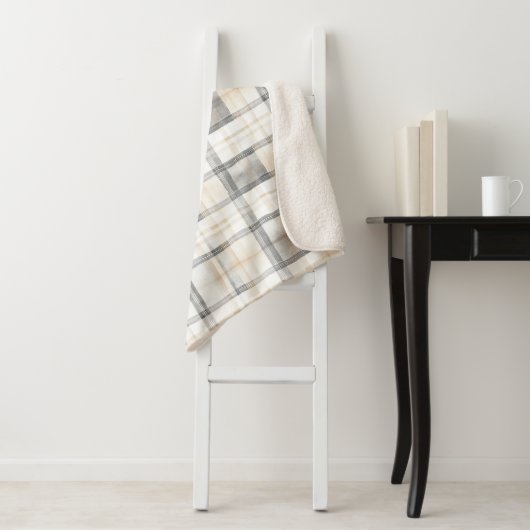 Cream Grey Yellow Plaid Stripes Sherpadecke (Beispiel)