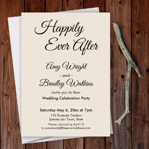Cream Happily Ever After Einfache, elegante Hochze Einladung