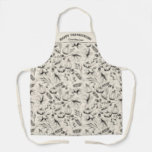 Cream Happy Thanksgiving Fall Harvest Custom Schürze