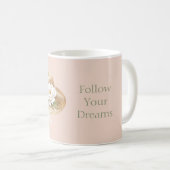 Cream Hat Pink Bow White Flower Kaffeetasse (VorderseiteRechts)