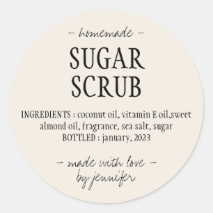 Cream hausgemachte Zucker Scrub Runder Aufkleber