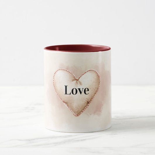 Cream Heart Love Valentine's Day Tasse (Zentrum)