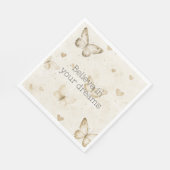 Cream Hearts Butterflies Birthday Serviette (Ecke)