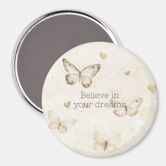 Cream Hearts Butterflies Christmas Magnet (Vorderseite/Rückseite)