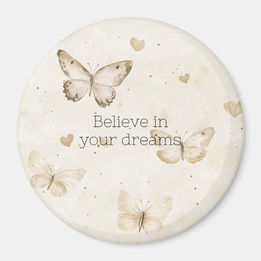 Cream Hearts Butterflies Christmas Magnet (Vorne)