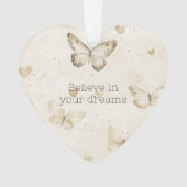 Cream Hearts Butterflies Christmas Ornament (Vorderseite)