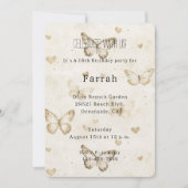 Cream Hearts Butterflies Gold Glitter Birthday   Einladung (Vorderseite)