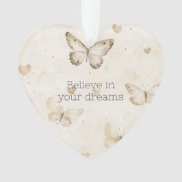 Cream Hearts Butterflies Weihnachten Ornament