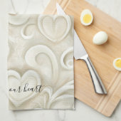 Cream Hearts Geschirrtuch (Viertel Falte)