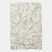 Cream Hearts Geschirrtuch (Vertikal)