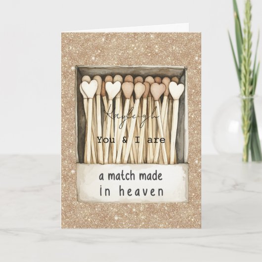 Cream Hearts Match Made in Heaven Gold Glitter Karte (Vorderseite)