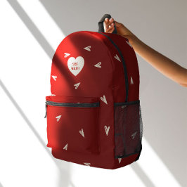 Cream Hearts on Burgundy - Minimal Valentine  Bedruckter Rucksack