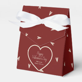 Cream Hearts on Burgundy - Minimal Valentine  Geschenkschachtel