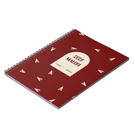 Cream Hearts on Burgundy - Minimal Valentine  Notizblock (Linke Seite)