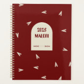 Cream Hearts on Burgundy - Minimal Valentine Planer (Vorderseite)