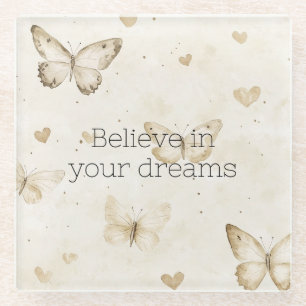 Cream Hearts Schmetterlinge Glasuntersetzer