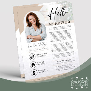Cream Hello Neighbor Realtor Agent Einführung Flyer